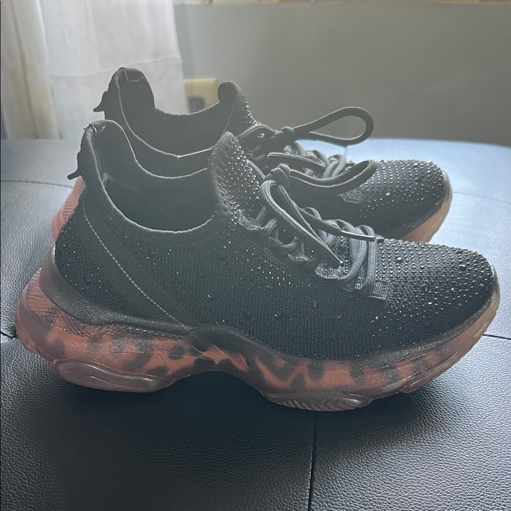 Very G Black and Pink Glitter Sneakers